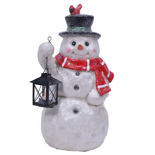 17" White and Black Sparkles Snowman Door Greeter Christmas Decoration - Battery Operated - 33480202