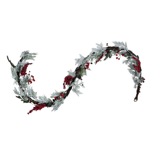 6' Battery Operated Pre-Lit Berry and Twig Christmas Garland