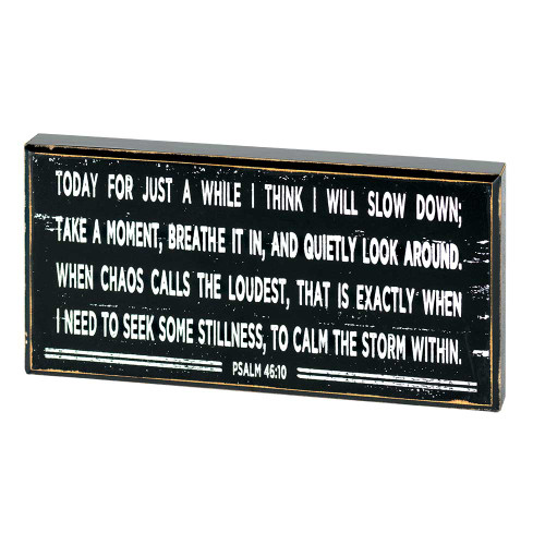 8" Black and White Inspirational Psalm 46:10 Tabletop Plaque