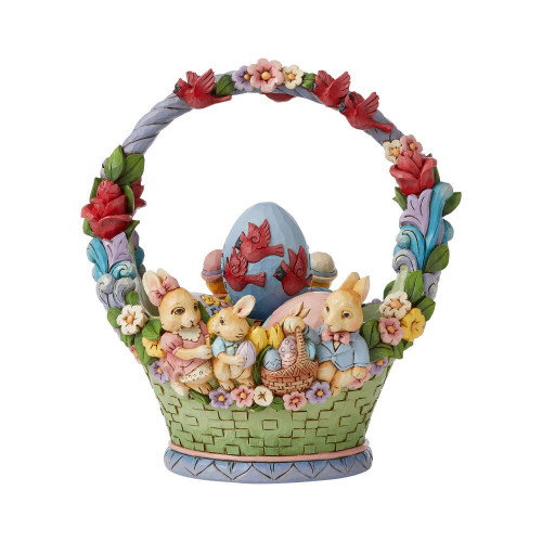 Jim Shore Easter Basket with 4 Eggs 17th Annual Figurine 6008810