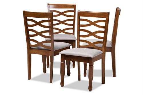 Baxton Studio 4-Piece Dining Chair In Grey And Walnut RH318C-Grey/Walnut-DC-4PK