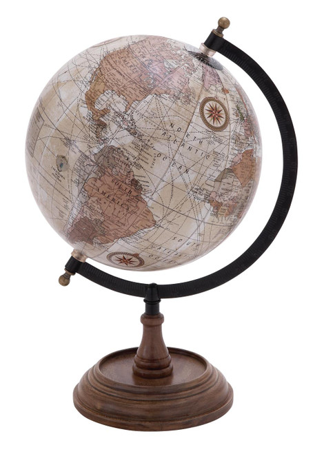 Zimlay Traditional Mango Wood Vintage Decorative Globe With Stand 38115