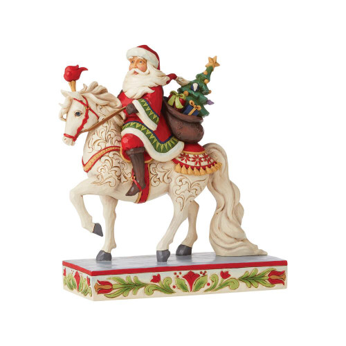 Jim Shore Heartwood Creek Santa Riding White Horse Figurine 6006632
