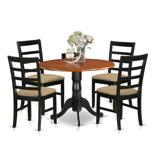 East West Furniture Dublin Wood 5-Piece Dining Set With Black DLPF5-BCH-C