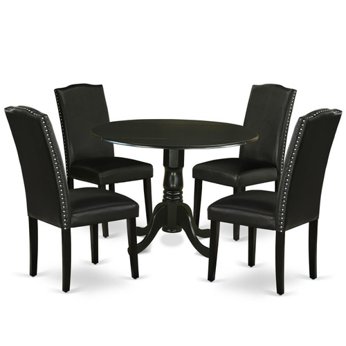 East West Furniture Dublin Wood 5-Piece Parson Dining Set DLEN5-BLK-69