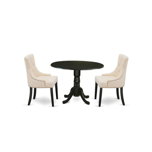 East West Furniture Dublin Wood 3-Piece Parson Dining Set DLFR3-BLK-02