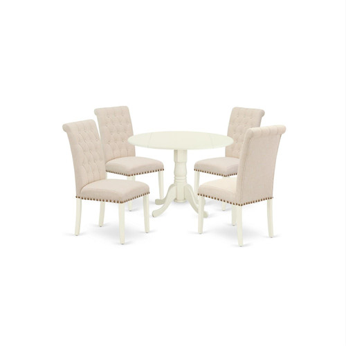 East West Furniture Dublin Wood 5-Piece Parson Dining Set DLBR5-WHI-02