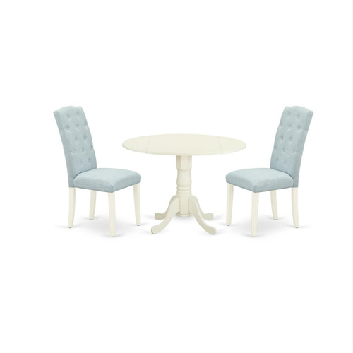 East West Furniture Dublin Wood 3-Piece Parson Dining Set DLCE3-WHI-15