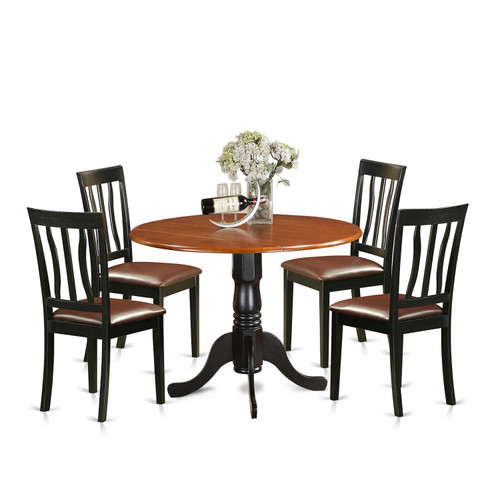 East West Furniture Dublin Wood 5-Piece Dining Set In Black Finish DLAN5-BCH-LC