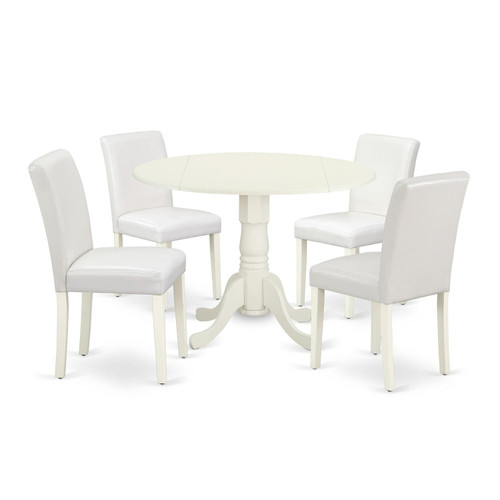 East West Furniture Dublin Wood 5-Piece Parson Dining Set DLAB5-LWH-64
