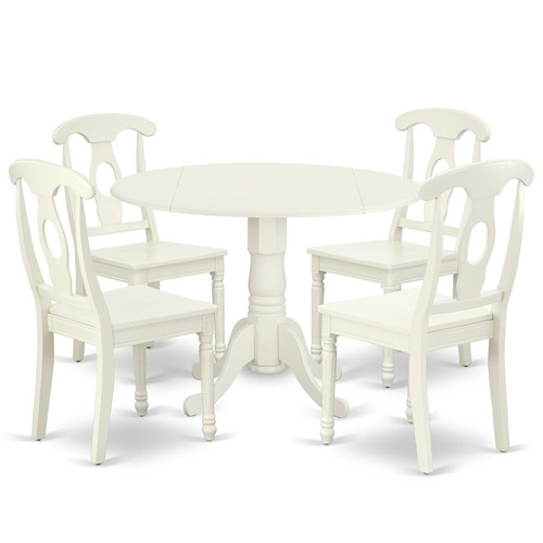 East West Furniture Dublin Wood 5-Piece Dining Set With White DLKE5-LWH-W
