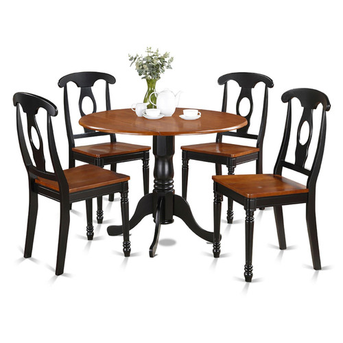 East West Furniture Dublin Wood 5-Piece Dining Set With Black DLKE5-BCH-W