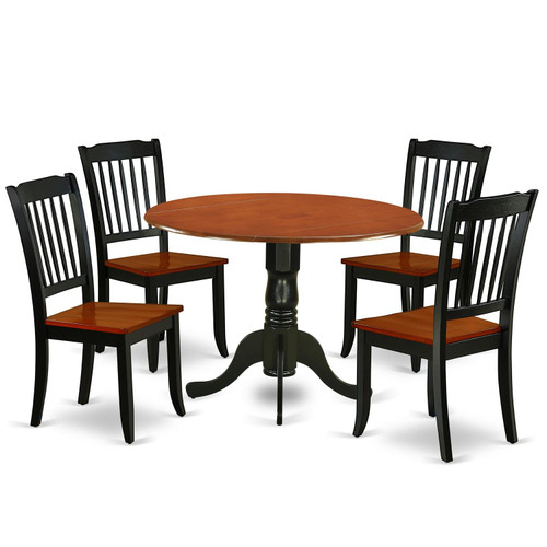 East West Furniture Dublin Wood 5-Piece Dining Set With Black DLDA5-BCH-W