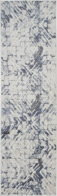 Nourison Urban Decor 2'2" X 7'6" Runner Rug In Ivory And Blue 099446466945