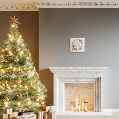 Beige & Green Jesus Reason for Season Wreath Christmas Wall Plaque