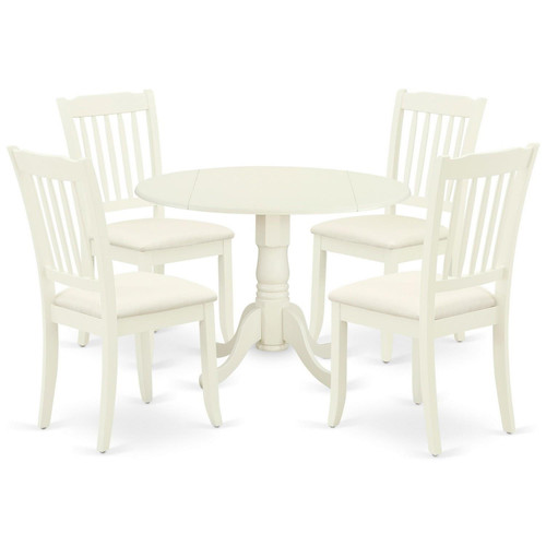 East West Furniture Dublin Wood 5-Piece Dining Set With White DLDA5-WHI-C