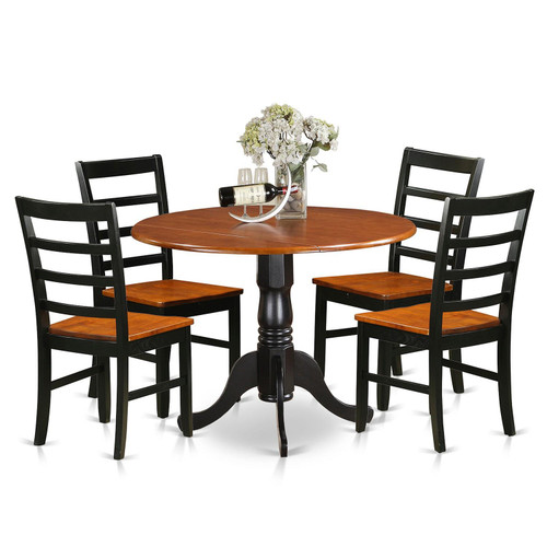 East West Furniture Dublin Wood 5-Piece Dining Set With Black DLPF5-BCH-W