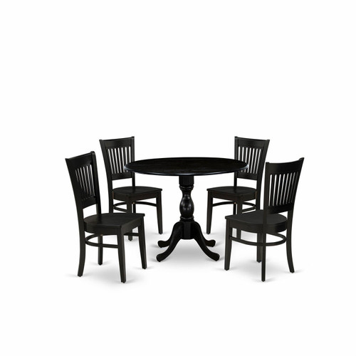 East West Furniture Dublin Wood 5-Piece Dining Set With Black DMVA5-BLK-W