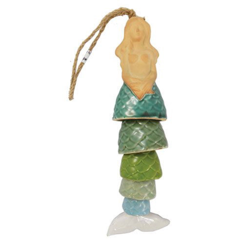 Mermaid Long Tail Ceramic Bell Drop 17.5 Inch