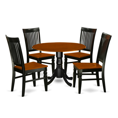 East West Furniture Dublin Wood 5-Piece Dining Set With Black DLWE5-BCH-W