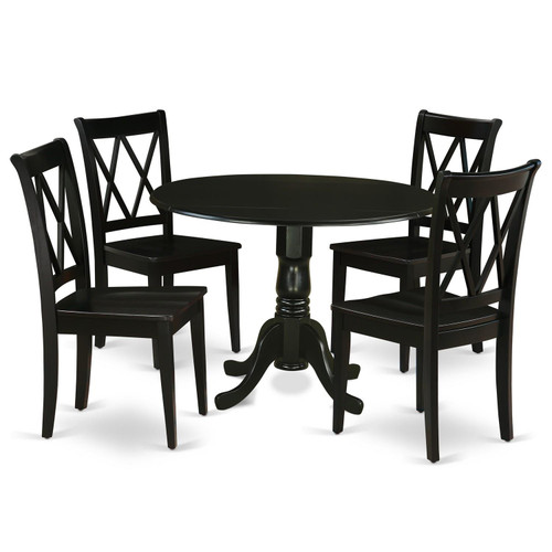 East West Furniture Dublin Wood 5-Piece Dining Set With Black DLCL5-BLK-W