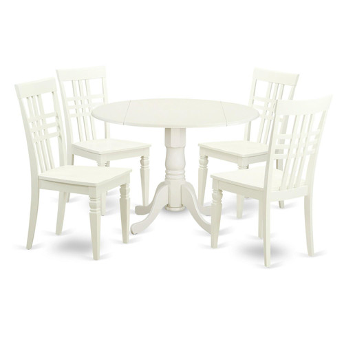 East West Furniture Dublin Wood 5-Piece Dining Set With White DLLG5-LWH-W