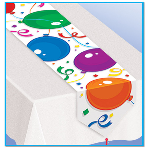 Club Pack of 12 Fun and Colorful Balloons and Confetti Table Runner 6'