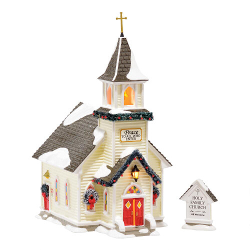 Department 56 Snow Village Holy Family Church Building 2 Piece Set 4044857