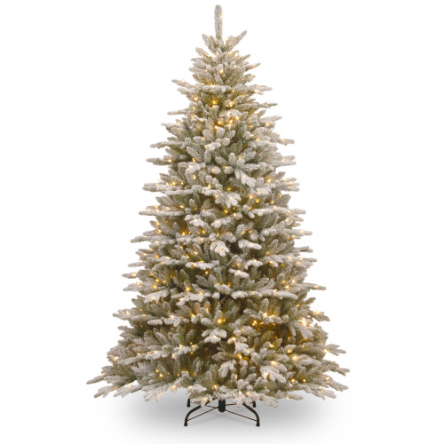 7.5’ Pre-Lit Snowy Sierra Spruce Slim Artificial Christmas Tree – Clear Lights