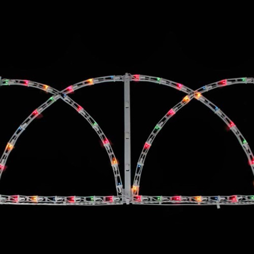 7.75' Multi-Color Lighted Christmas Pathway Fence - White Wire