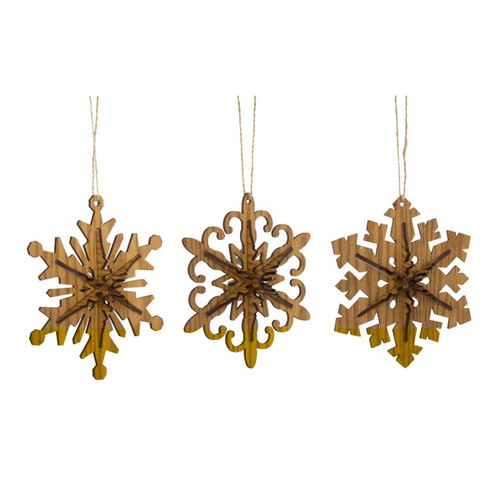 Club Pack 12 Brown 3-D Snowflake Christmas Hanging Ornaments 5"