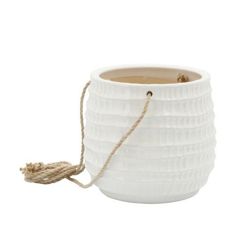 Sagebrook Home Dimpled Hanging Planter With White Finish 14801-07