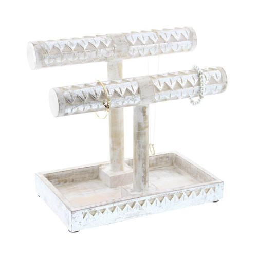 Zimlay Glam Mango Wood Double T-Bar Jewelry Holder 30965