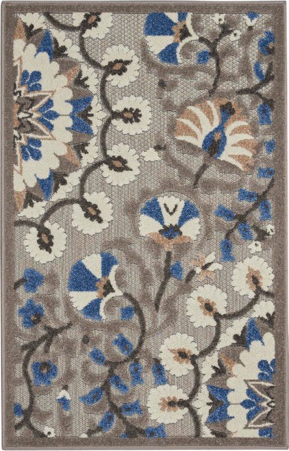 Nourison Aloha Rectangle 2'8" x 4' Grey And Multi Area Rug 099446739476