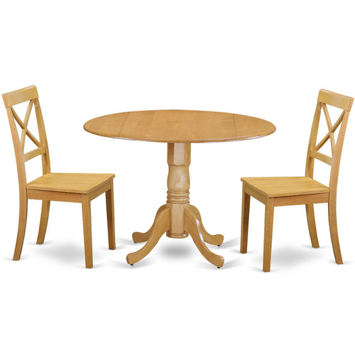 East West Furniture Dublin Wood 3-Piece Dining Set With Oak Finish DLBO3-OAK-W