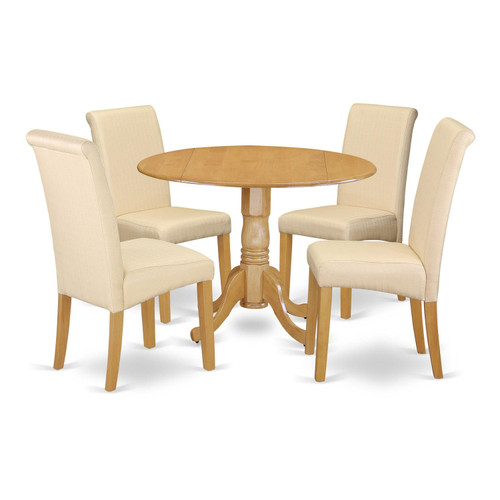 East West Furniture Dublin Wood 5-Piece Parson Dining Set In Oak DLBA5-OAK-02