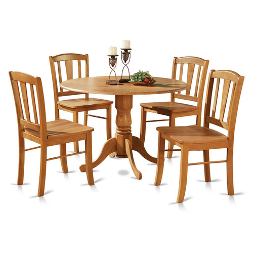 East West Furniture Dublin Wood 5-Piece Dining Set With Oak Finish DLIN5-OAK-W
