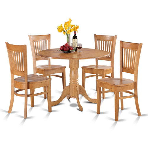 East West Furniture Dublin Wood 5-Piece Dining Set With Oak Finish DLVA5-OAK-W