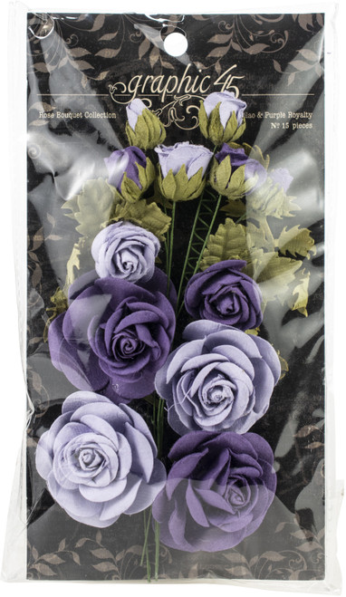 Graphic 45 Staples Rose Bouquet Collection 15/Pkg-French Lilac & Purple Royalty