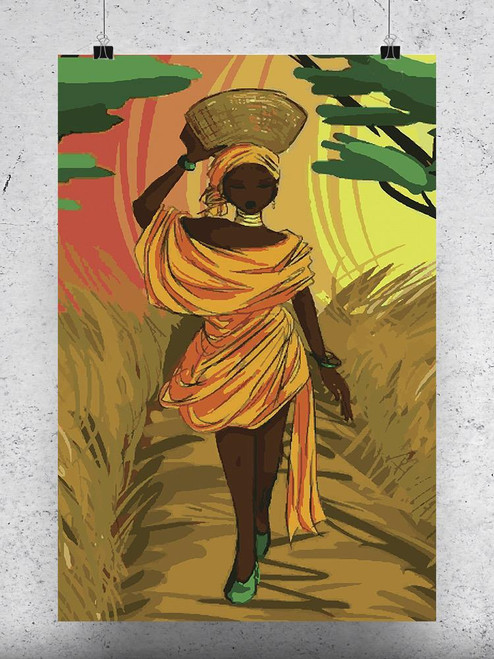Afro Woman With Bowl On Head Poster -Image by Shutterstock