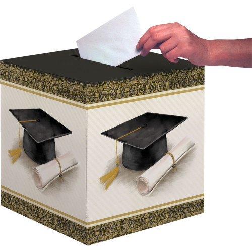 Pack of 6 Black and White Classic Graduation Card Box 12"