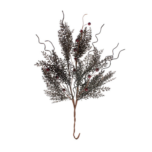 Set of 4 Faux Black, Green And Red Dark Pine Berry Pick, 21"