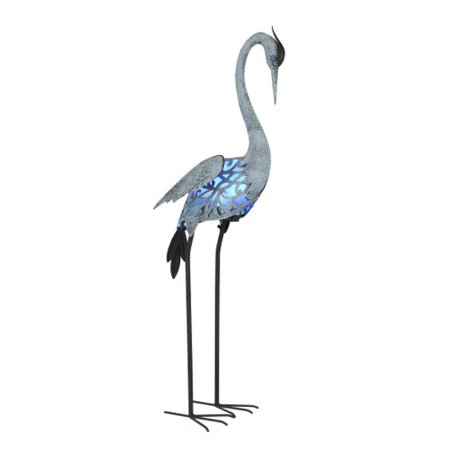 Metal Heron LED Solar Garden Statue Accent Light Patio Decor Sculpture Art