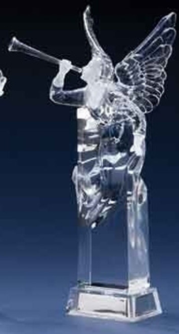 11.5" Icy Crystal Led Lighted Christmas Angel Figure with Trumpet Horn