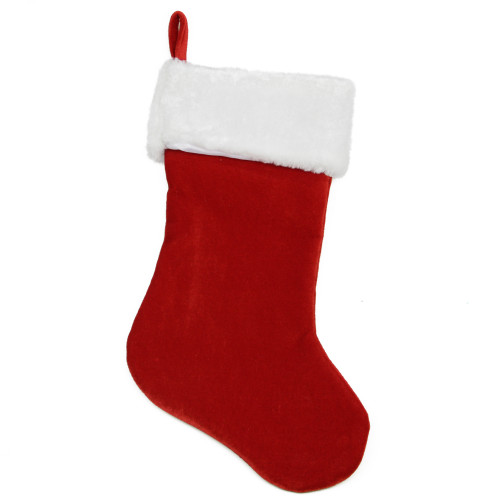 24" Red and White Traditional Christmas Stocking with Cuff