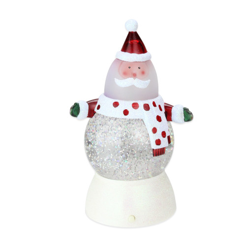 7" Battery Operated White and Red Santa Claus Christmas Glittering Snow Dome