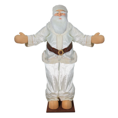 Huge 6 Foot Life Size Deluxe Cream Velvet Santa Claus Sitting or Standing