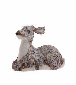 10" White and Brown Female Reindeer Christmas Tabletop Figurine