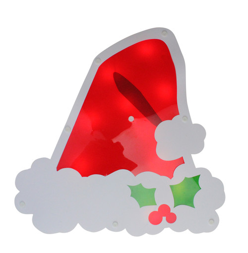 Lighted Santa Hat Christmas Window Silhouette Decoration - 12.5"