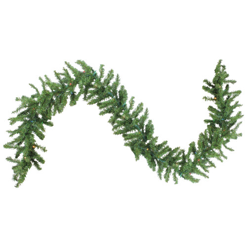 9' x 8" Pre-Lit Canadian Pine Artificial Christmas Garland - Multi Lights